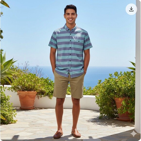 Aeropostale Shirt Mens XL Striped Button Up Short Sleeve Casual - Picture 11 of 11